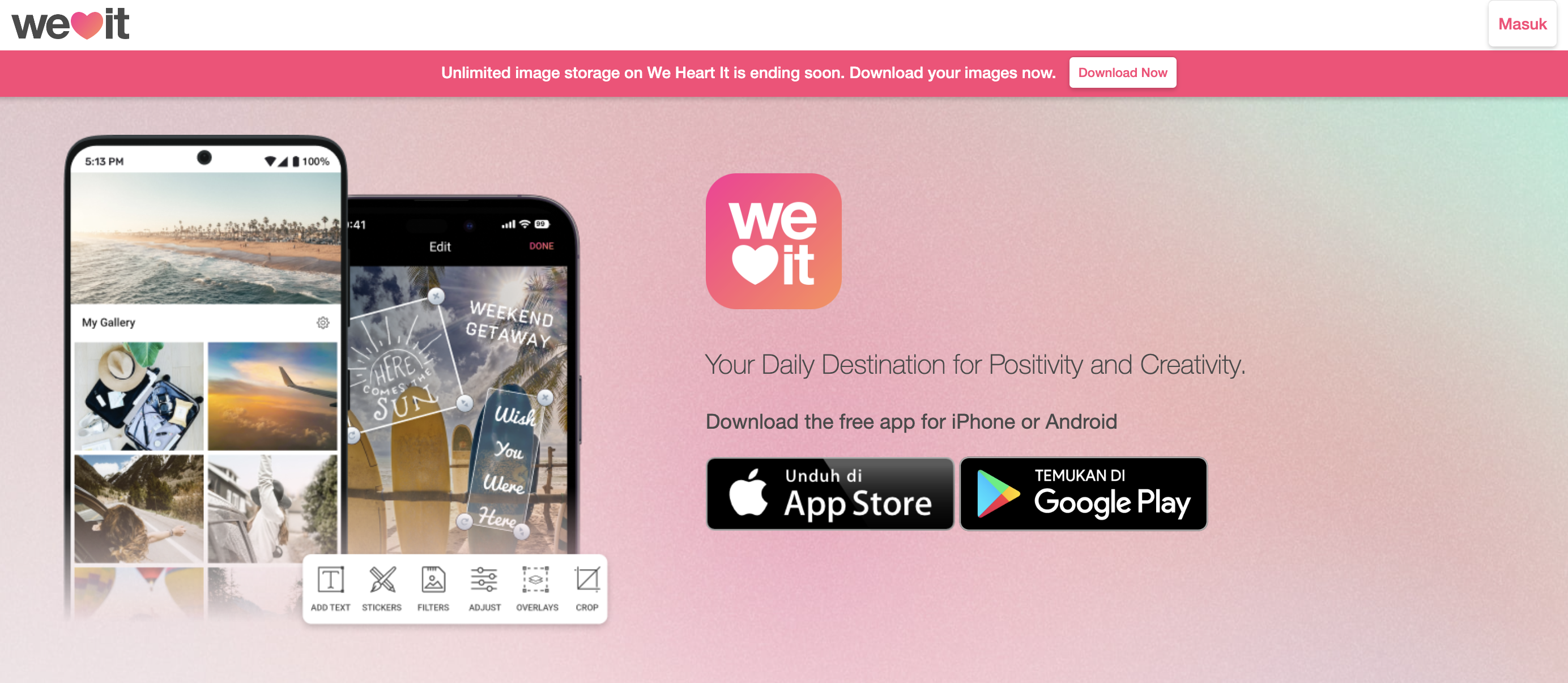 app design of we heart it website