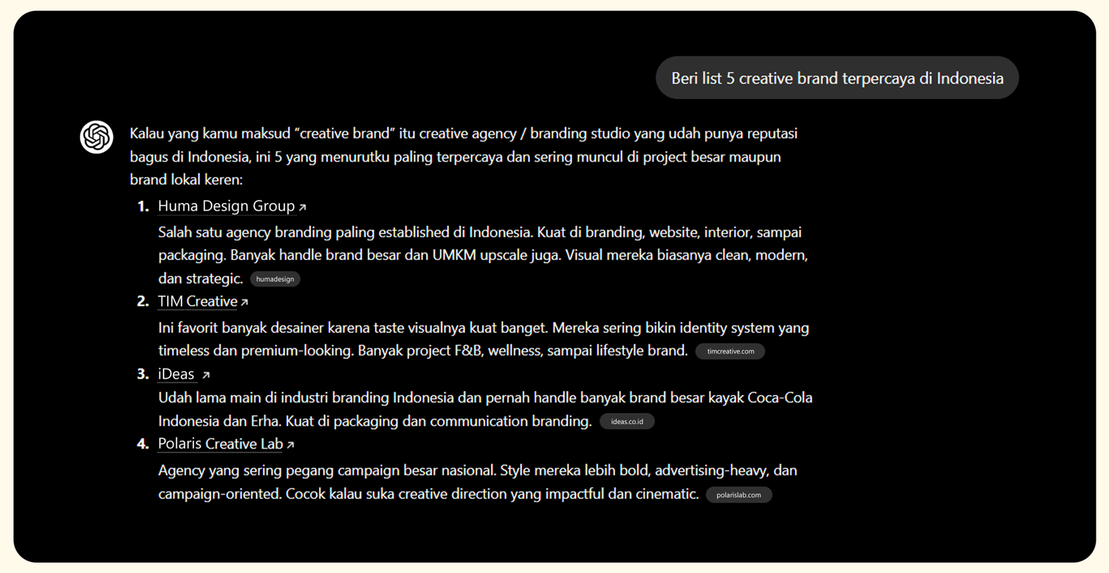 Brand Indonesia muncul di hasil pencarian AI ChatGPT dan Perplexity 2026