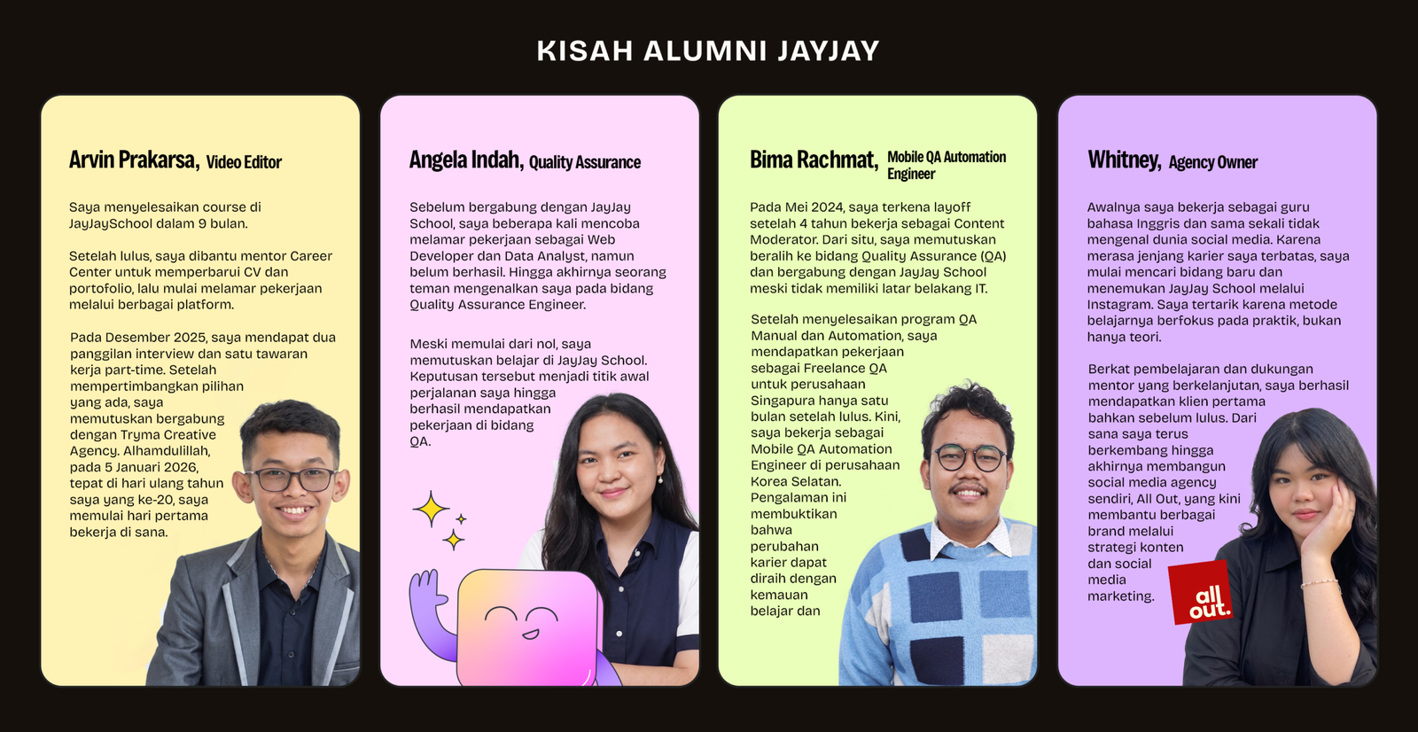 Kisah sukses alumni JayJay School: dari berbagai latar belakang berhasil switch karier ke bidang digital