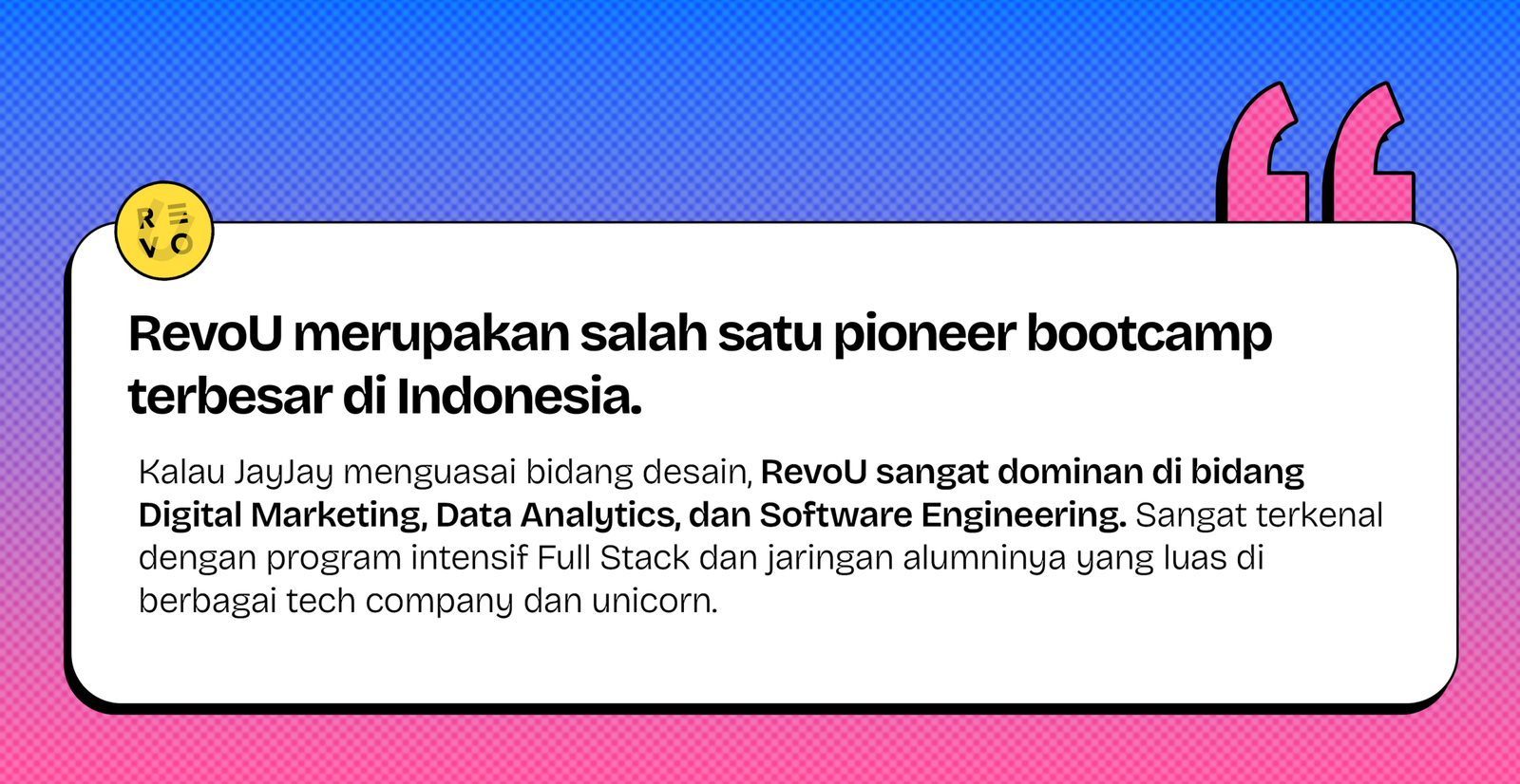 RevoU pioneer bootcamp digital marketing dan data analytics terbesar di Indonesia